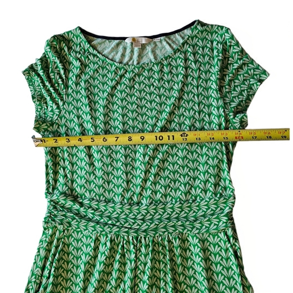 Boden Green A-Line Midi Stretch Dress Short Sleeve Crew Neck With Pockets - Picture 11 of 16